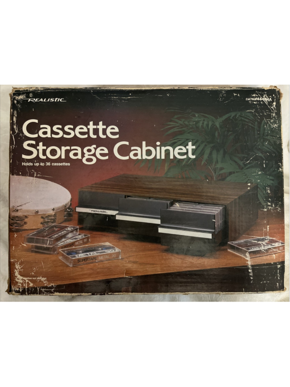 VTG Realistic 36 Cassette Tape Storage Case/Organizer NOS Faux Wood Grain Case